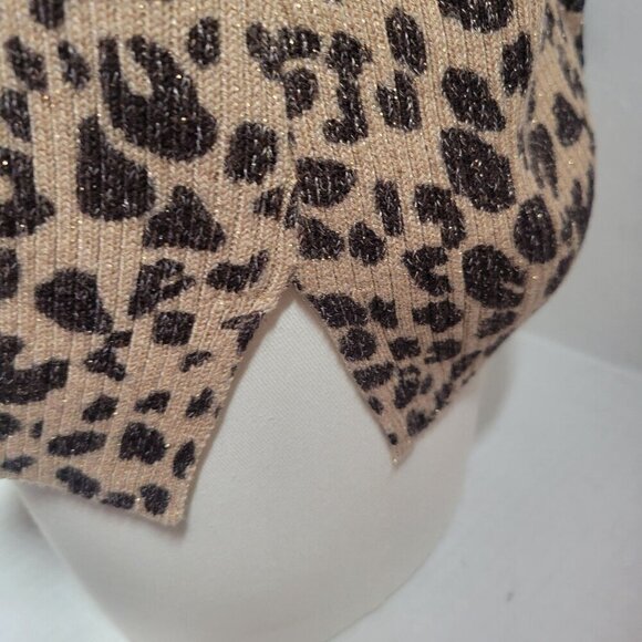 Chicos Leopard V-Neck Sequin Embellished Long Sleeve Sweater Womens Size 1 M/8 - Picture 5 of 11